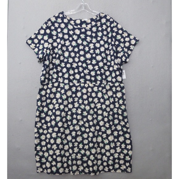 Old Navy Dress Plus 4X Blue Floral Daisy Knit Sheath Ponte Knit Comfort Zip NWT‎ - Picture 1 of 11